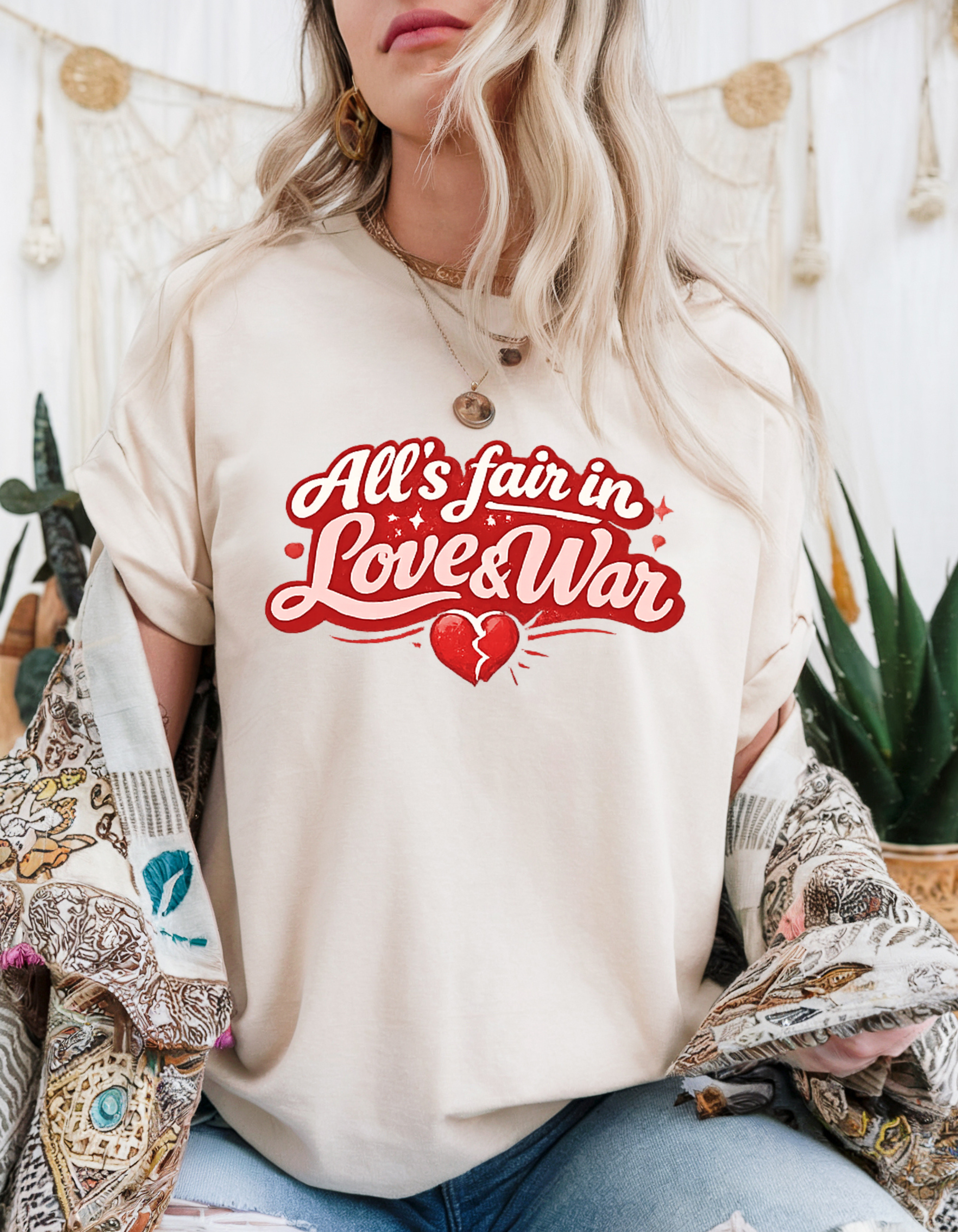 All’s Fair in Love & War Shirt – Retro Heart Graphic Tee, Unisex Valentine T-Shirt