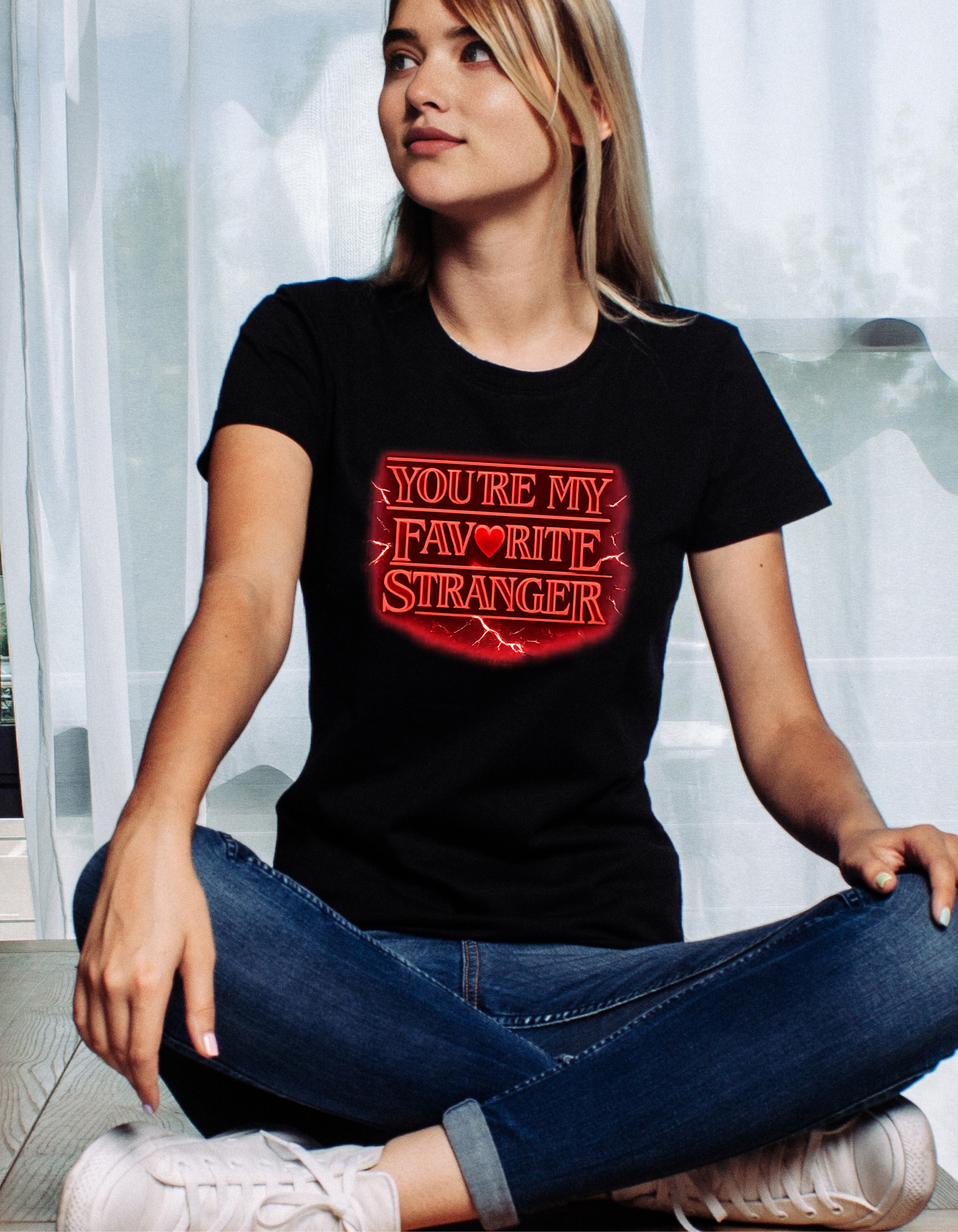 You’re My Favorite Stranger Shirt – Retro Neon Valentine Graphic Tee, Unisex Pop Culture Inspired T-Shirt