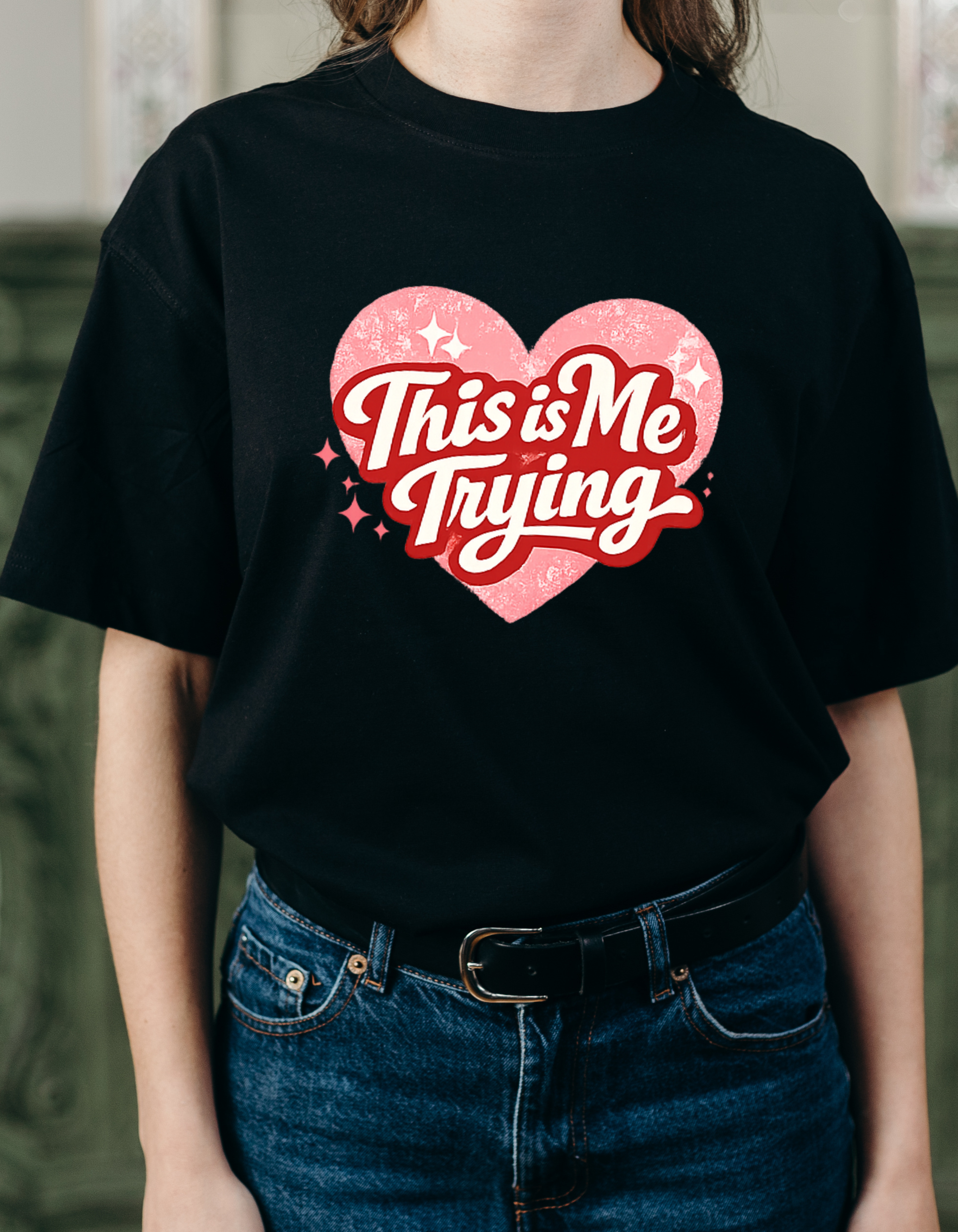 This Is Me Trying Shirt – Cute Heart Graphic Tee, Soft Unisex Valentine T-Shirt