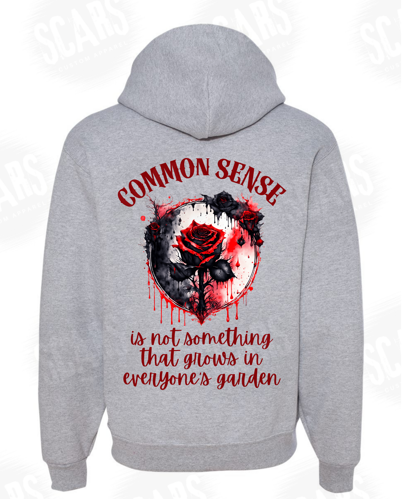 Goth Rose Hoodie | Common Sense Quote Sweatshirt | Alternative Grunge Hoodie | Edgy Graphic Streetwear | Attitude Hoodie