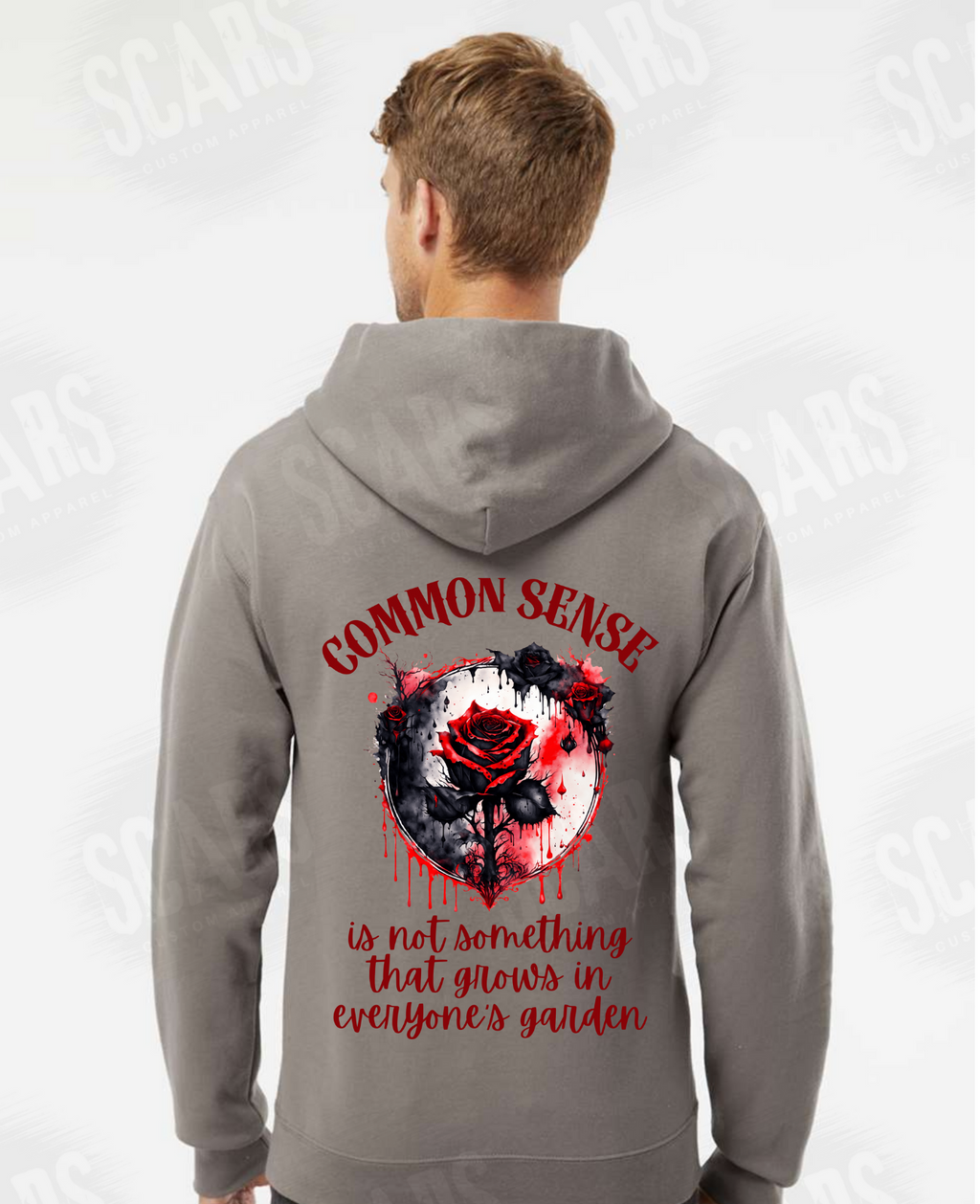 Goth Rose Hoodie | Common Sense Quote Sweatshirt | Alternative Grunge Hoodie | Edgy Graphic Streetwear | Attitude Hoodie