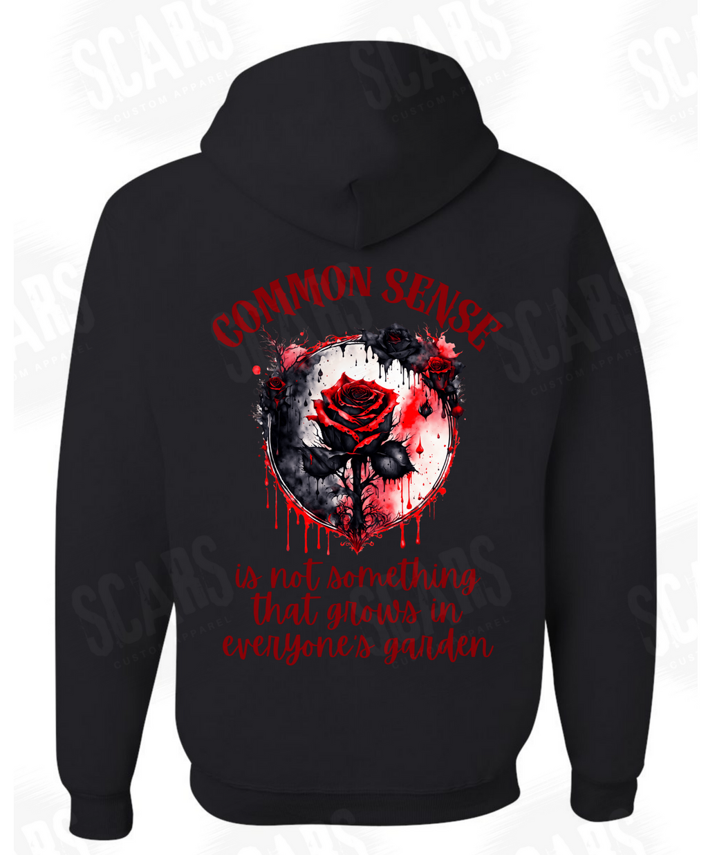 Goth Rose Hoodie | Common Sense Quote Sweatshirt | Alternative Grunge Hoodie | Edgy Graphic Streetwear | Attitude Hoodie