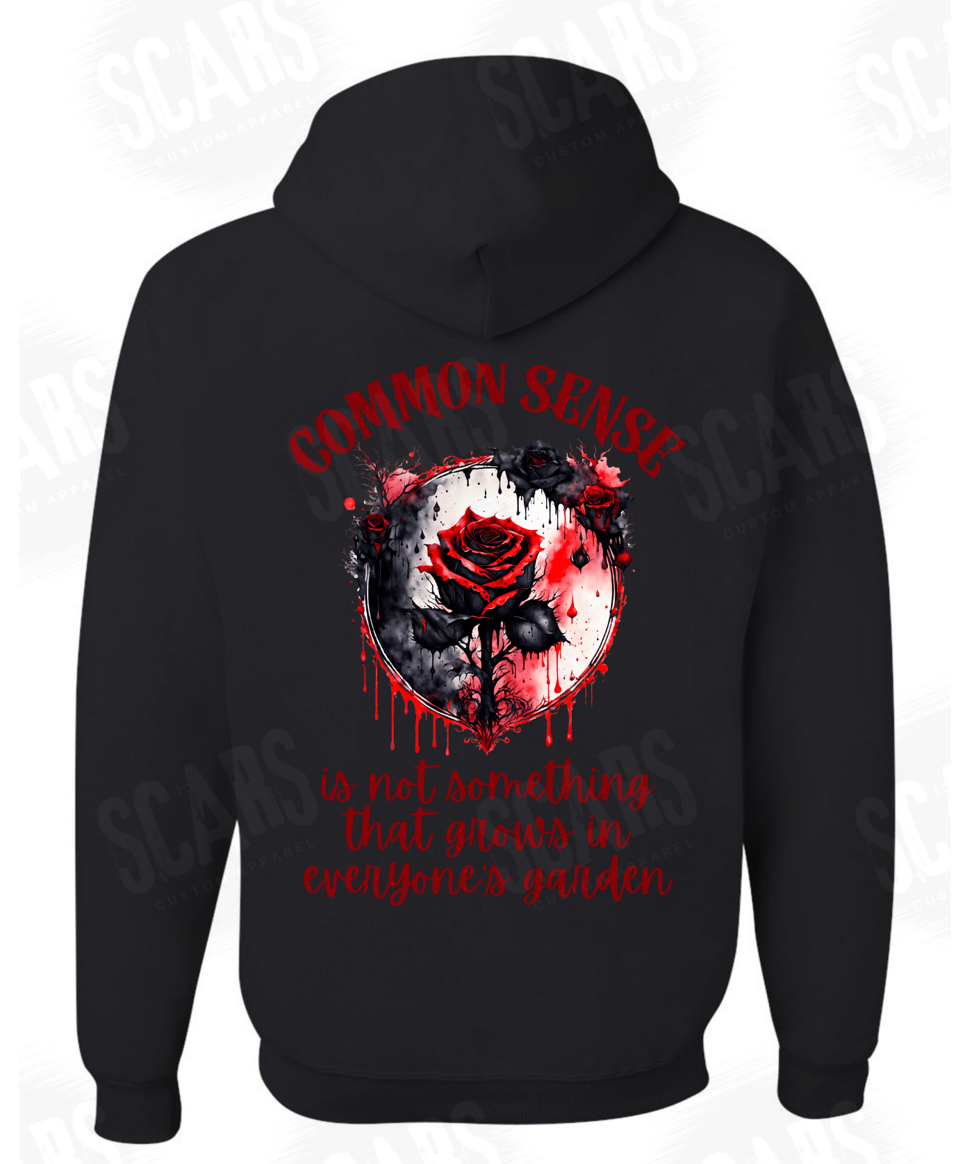 Goth Rose Hoodie | Common Sense Quote Sweatshirt | Alternative Grunge Hoodie | Edgy Graphic Streetwear | Attitude Hoodie