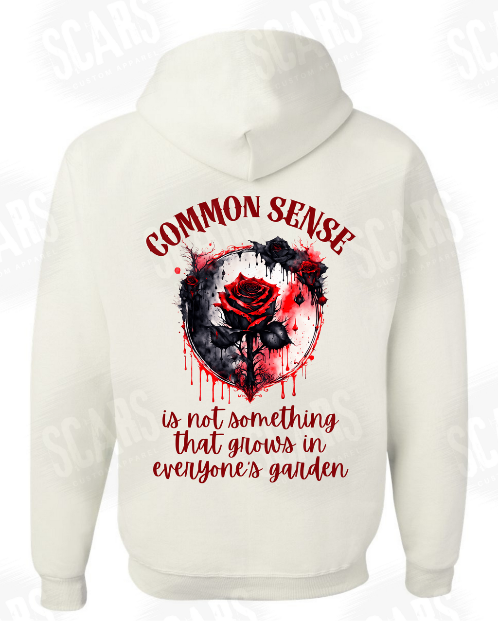 Goth Rose Hoodie | Common Sense Quote Sweatshirt | Alternative Grunge Hoodie | Edgy Graphic Streetwear | Attitude Hoodie