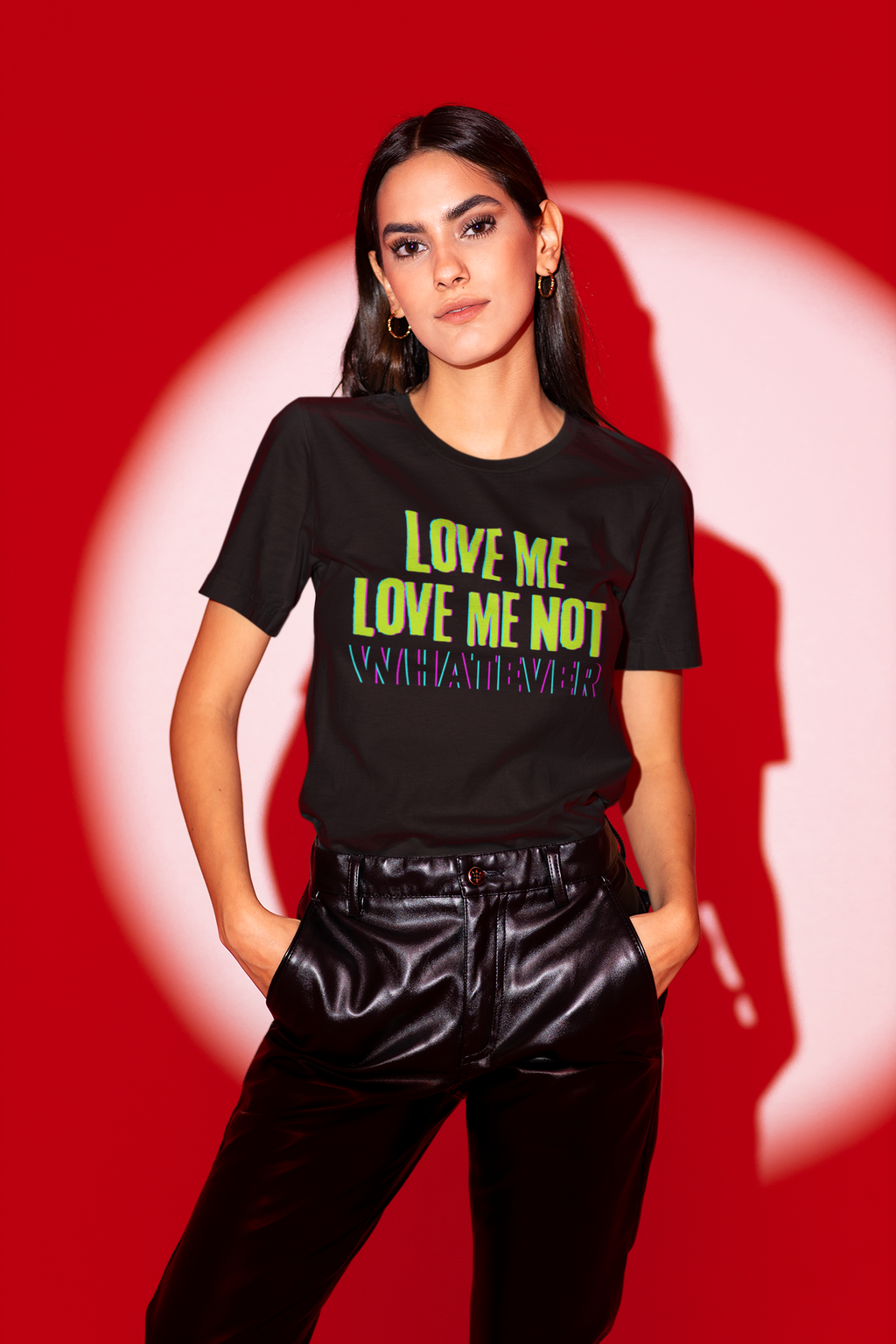Love Me Love Me Not Neon Graphic T-Shirt – Unisex Black Streetwear Statement Tee