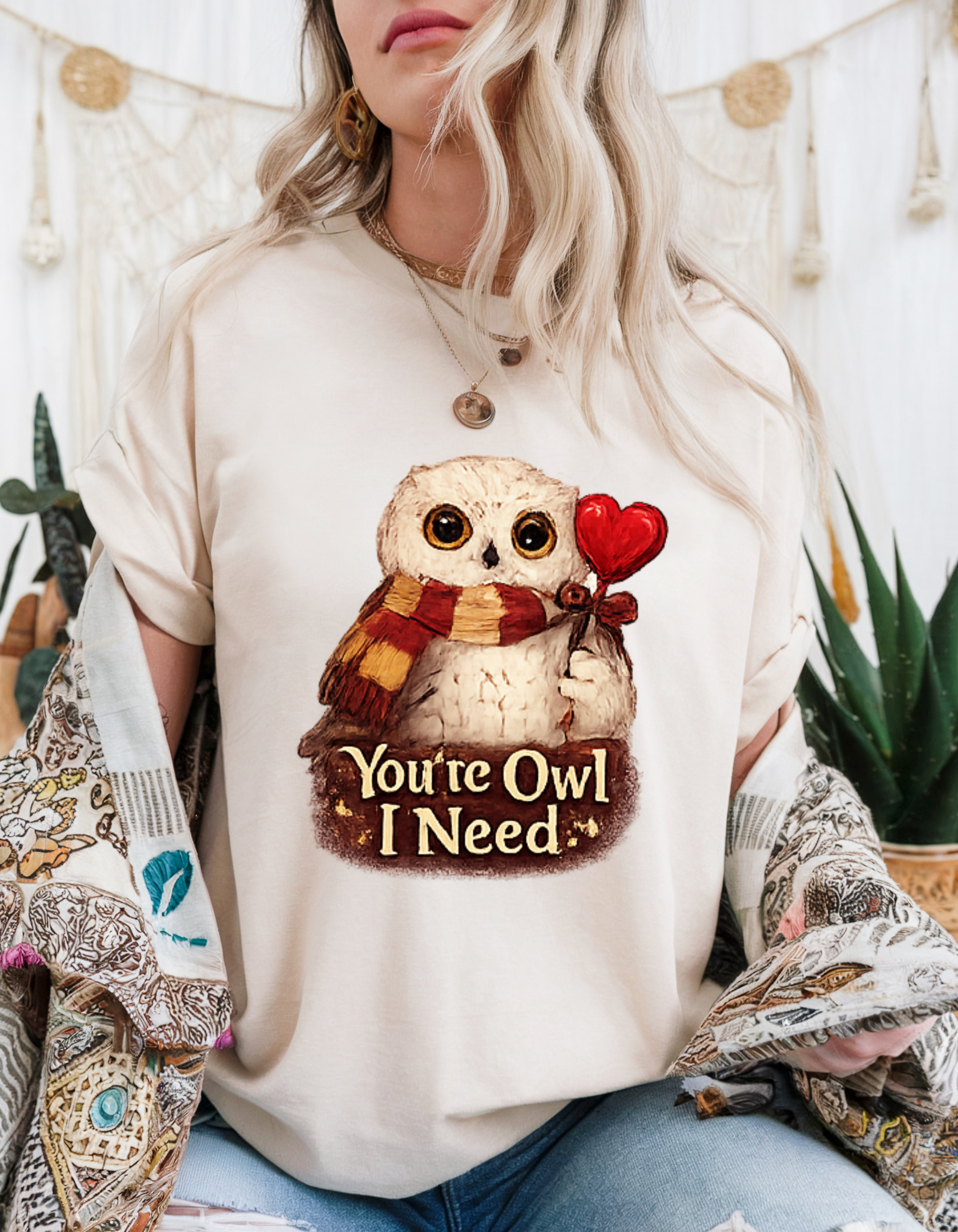 You’re Owl I Need Shirt – Cute Valentine Owl Graphic Tee, Funny Pun Love Shirt, Cream Unisex T-Shirt